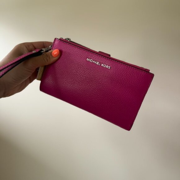 Michael Kors Marilyn Medium Satchel w/Smartphone Wallet BUNDLE Hot Pink Tote - Picture 5 of 16